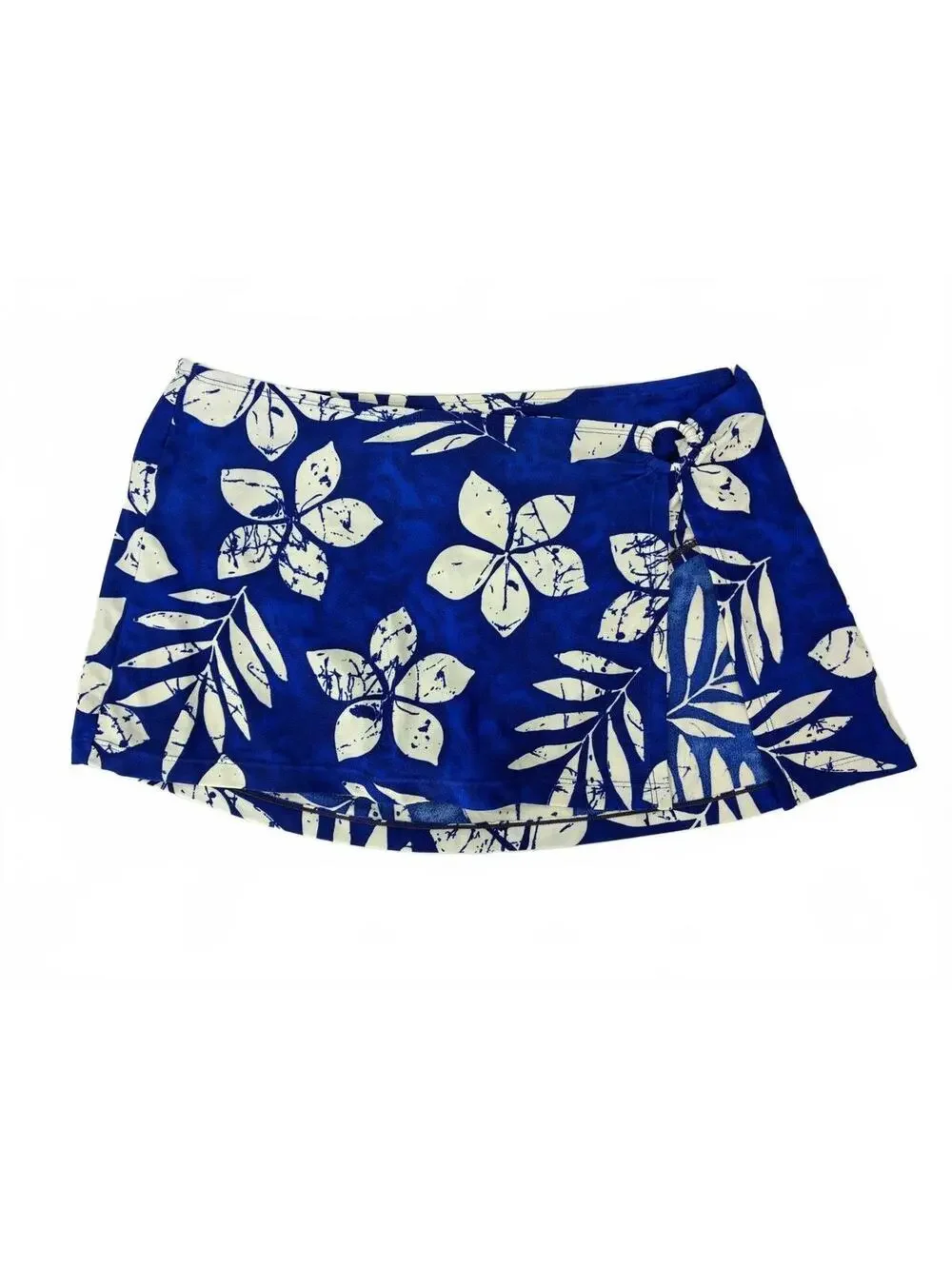 Coogi Blue and White Floral Tropical Print Swim Skirt with Ring Detail Size 10